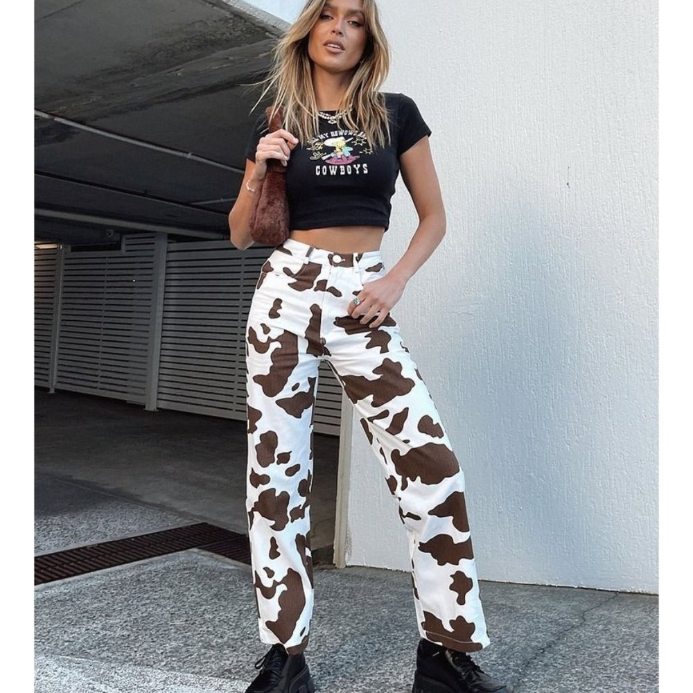 Princess Polly Be Wild Cow Print Pants